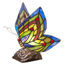 9.5"H Stained Glass Butterfly Wings Accent Lamp