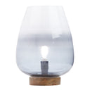 10.5" H Briggs Blue/White Ombre Globe-Like Shade Accent Lamp with a Mango Wood Block Base
