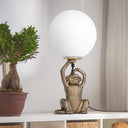 17" H Gold Finish Monkey Table Lamp with Glass Globe Shade