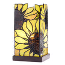 9.75" H Sunflower Stained Glass Hurricane Uplight Accent Lamp