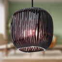 8.5" W Trista Retro Plum Globe Handblown Glass Shade Pendant Light with Hand Cut Stripe Design