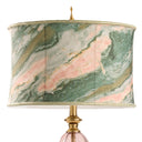 33" H Romance Pink/Green Drum Shade Geometric Glass Table Lamp