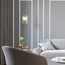 6" Callie Silver Finish Textured Metallic Gold and Clear Ombre Glass Cylinder-Shaped Pendant Lamp