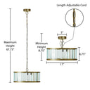 17" W Angelina Gold Metal and Beveled Glass Pendant