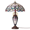 24.5" H Victorian Ivory Dome Shade Double Lit Tiffany-Style Stained Glass Table Lamp
