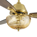 42" W Cecily LED Indoor Amber Swirl Hand-Cut Glass Gold Ceiling Fan with Remote Control