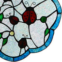 12" H Ladybugs Round Stained Glass Window Panel