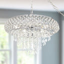 14.25"H Clear and Chrome Tiered Crystal Glass Plug-in and Hardwire Hanging Chandelier