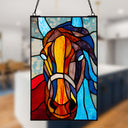 13" H Roz Horse Stained Glass Window Panel