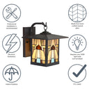 River of Goods Natural Stained Glass and Oil Rubbed Bronze 1-Light Outdoor Lantern Wall Sconce
