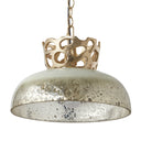 13" 1-Light Silver and Gold Dome Shaded Pendant