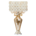 25"H Jeweled Metal and Mosaic Base Table Lamp with Cascading Crystals