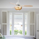 42" W Cecily LED Indoor Amber Swirl Hand-Cut Glass White Ceiling Fan with Remote Control