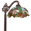 60" H Victoria Brown Candlestick Base with Stained Glass Dome Shade Floor Lamp. Close up of shade unlit