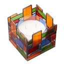 4.75" W Tiffany-Style Geometric Stained Glass Candle Holder
