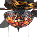 52" W Magna Carta Indoor Tiffany Stained Glass Oil Rubbed Bronze Ceiling Fan with Remote Control