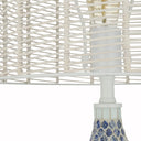 Madison River of Goods Blue and White Metal and Tan Rattan 25-Inch Table Lamp