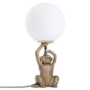 17" H Gold Finish Monkey Table Lamp with Glass Globe Shade