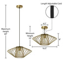16.5" W Lucy Industrial Gold Open Caged Shade Pendant Light
