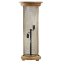 23" H Remi Mesh Metal and Mango Wood Pedestal Floor Lamp