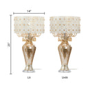 25"H Jeweled Metal and Mosaic Base Table Lamp with Cascading Crystals