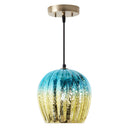 9 in. Gold 1-Light Pendant with Teal and Gold Ombre Mercury Glass Shade