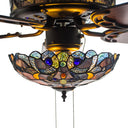 52"W LED Tiffany Style Stained Glass Magna Carta Ceiling Fan with Remote