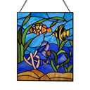 14" H Underwater Ocean Scene Stained Glass Window Panel
