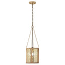 9-in. 1-Light Pendant Light with Painted Gold Mercury Glass and Wood Shade