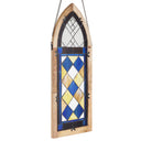 36" H Victorian Checkerboard Cathedral-Style Stained Glass Window Panel