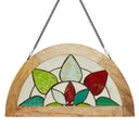 14" H Tiffany-Style Floral Stained Glass Window Panel