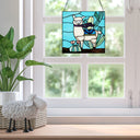 12.5”H Liam the Blue Desert Llama Stained Glass Window Panel