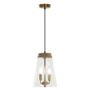 9.75" W 2-Light Angelique Metal, Glass and Mango Wood Pendant