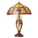 24.5" H Victorian Amber Dome Shade Double Lit Tiffany-Style Stained Glass Table Lamp