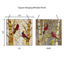14"H Eden Red Cardinals in Autumn Stained Glass Window Panel