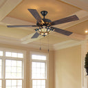 52"W LED Orson Craftsman Stained Glass 5-Blade Ceiling Fan with Remote Control