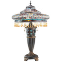 27.5"H Tiffany Style Stained Glass Parisian Double Lit Table Lamp