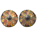 24.5" H Halston Double Lit Amber Bowl Shade Stained Glass Table Lamp