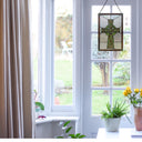 18" H Celtic Cross Stained Glass Window Panel