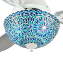 42" W Pierre LED Indoor Blue and Teal Mosaic Glass Ceiling Fan with Remote Control