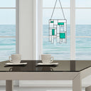 11.5"H Molly Turquoise Suncatcher Stained Glass Window Panel