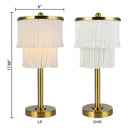17.88"H Polished Metal Accent Lamp With Cream Fringe Shade