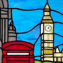 14.5" H London Stained Glass Window Panel