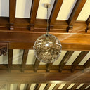 16" W Jillian Industrial Abstract Brass Metal Globe Shade Pendant Light