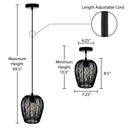 Lucinda 7.25"W Modern Black Woven Metal Pendant Light