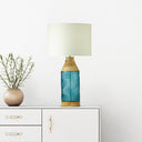 26" H Coco Glass and Mango Wood Table Lamp