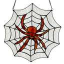 12" H Tiffany-Style Halloween Spider Web Stained Glass Window Panel