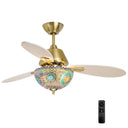 42" W Pierre LED Indoor Multicolored Mosaic Glass Ceiling Fan with Remote Control