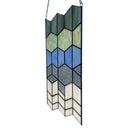 16.5"H Olivia Grey & Blue Cubes Stained Glass Window Panel