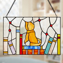 13" W Tiffany-Style Kitten Stained Glass Window Panel